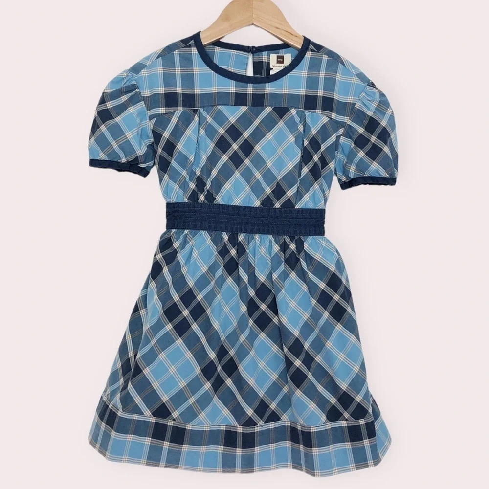 Tea Collection‎ dress Takayama Plaid blue size 4 years